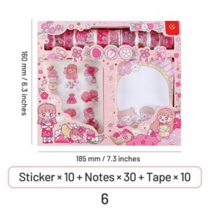Cute Cartoon Washi Tape Note Paper Sticker Stationery Set cute cartoon washi tape note paper sticker stationery set 6