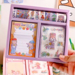Cute Cartoon Washi Tape Note Paper Sticker Stationery Set cute cartoon washi tape note paper sticker stationery set b2s