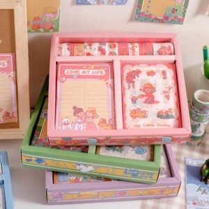 Cute Cartoon Washi Tape Note Paper Sticker Stationery Set cute cartoon washi tape note paper sticker stationery set b3d