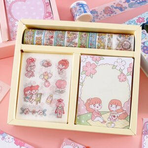 Cute Cartoon Washi Tape Note Paper Sticker Stationery Set cute cartoon washi tape note paper sticker stationery set bh