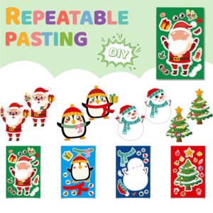 Cute Christmas Dress-Up DIY Decoration Sticker cute christmas dress up sticker for kids diy decoration cartoon snowman santa penguin elk a