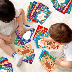 Cute Christmas Dress-Up DIY Decoration Sticker cute christmas dress up sticker for kids diy decoration cartoon snowman santa penguin elk b2
