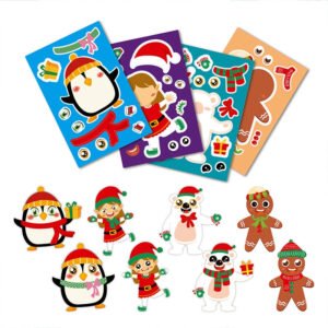 Cute Christmas Dress-Up DIY Decoration Sticker cute christmas dress up sticker for kids diy decoration cartoon snowman santa penguin elk b3