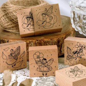 Cute Fairy Tale Flower Child Elf Wooden Rubber Stamp