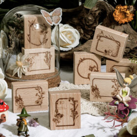 Cute Forest Elf Frame Wooden Rubber Stamp