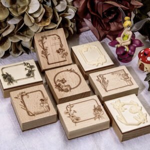 cute forest elf frame wooden rubber stamp c2