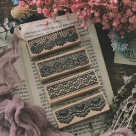 Cute Lace Border Wooden Rubber Stamp