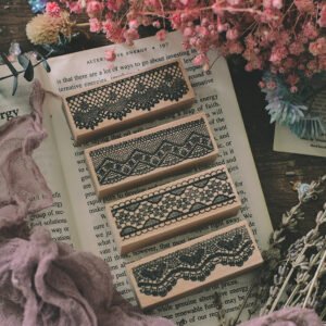 Cute Lace Border Wooden Rubber Stamp