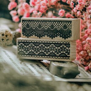 cute lace border wooden rubber stamp b1