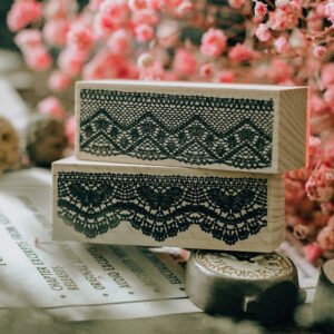 cute lace border wooden rubber stamp b2