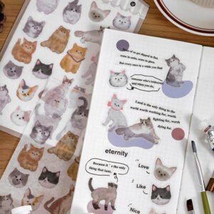 cutie washi sticker cute fluffy animals rabbit cat dog zoo b1
