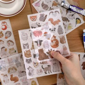 cutie washi sticker cute fluffy animals rabbit cat dog zoo c