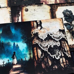 dark gothic ruin graveyard ghost rose junk journal paper b
