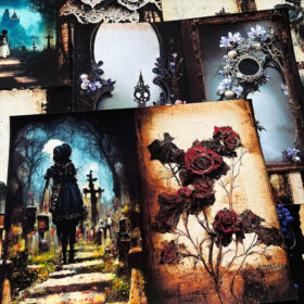 Dark Gothic Ruin Graveyard Ghost Rose Junk Journal Paper