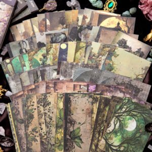dark halloween scrapbook paper forest rose steampunk architecture b1