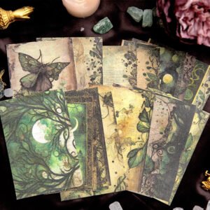 dark halloween scrapbook paper forest rose steampunk architecture b2