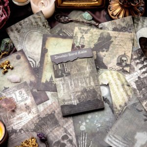 dark halloween scrapbook paper forest rose steampunk architecture b3