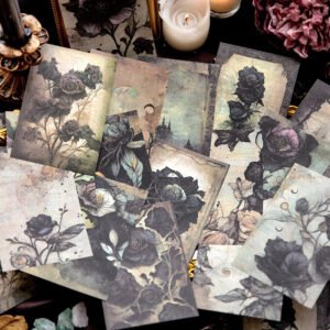 dark halloween scrapbook paper forest rose steampunk architecture b4