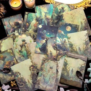 dark halloween scrapbook paper forest rose steampunk architecture b6