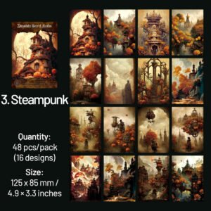 dark halloween scrapbook paper forest rose steampunk architecture sku 3