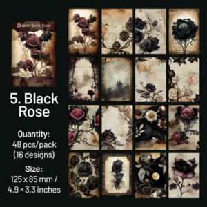 dark halloween scrapbook paper forest rose steampunk architecture sku 5