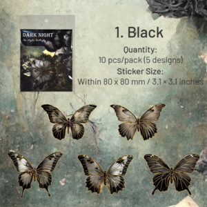 Dark Hot Stamping Gold Butterfly Clear Transparent Stickers Feature Detail -