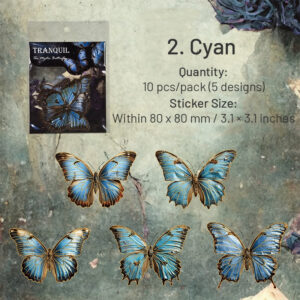 Dark Hot Stamping Gold Butterfly Clear Transparent Stickers Close Up -