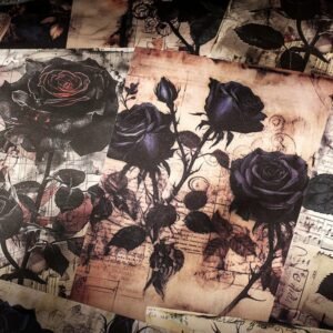 dark night rose series dark retro style decorative background paper 15