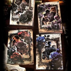 dark night rose series dark retro style decorative background paper 25