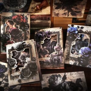 dark night rose series dark retro style decorative background paper 8