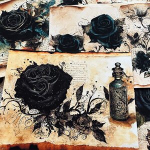 Dark Rose Vintage Junk Journal Background Paper