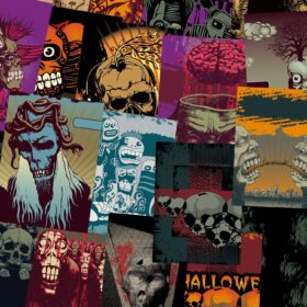 Dark Skulls Halloween Scrapbook Paper