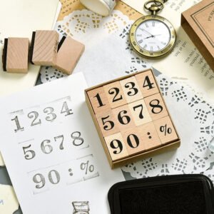 date number wooden rubber stamp set b