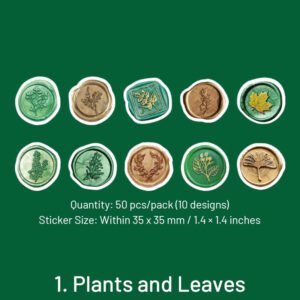 Daydreamer Wax Seal Design Stickers - Flowers, Leaves, Animals, Words daydreamer wax seal design stickers flowers leaves animals words sku 1