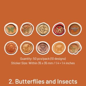 Daydreamer Wax Seal Design Stickers - Flowers, Leaves, Animals, Words daydreamer wax seal design stickers flowers leaves animals words sku 2