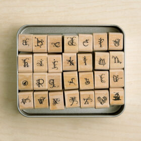 DIY Butterfly Love Floral Series Tin Boxed Letter Wood Stamp Set