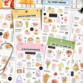 Adhesive Stickers - Flower, Food, Cream, Daily Items