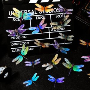 Dragonfly Holographic Hot Stamping Clear Transparent Stickers dragonfly holographic hot stamping pet stickers b2
