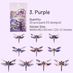 Dragonfly Holographic Hot Stamping Clear Transparent Stickers dragonfly holographic hot stamping pet stickers sku 3