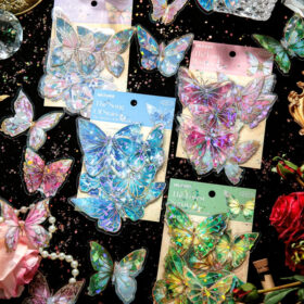 Dreamy Holographic Gold Foil Butterfly Vinyl Decorative Stickers