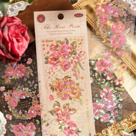 Dreamy Holographic Hot Stamping Floral Clear Transparent Stickers