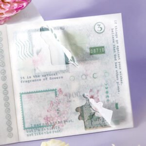 dual material die cut sticker book borders text stamps flowers b5