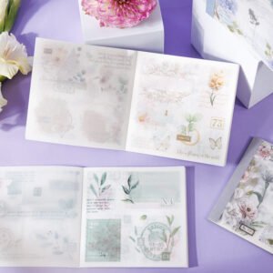 dual material die cut sticker book borders text stamps flowers b6