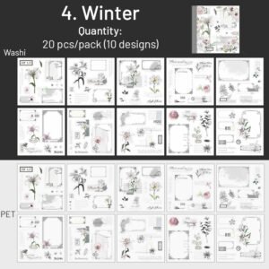 dual material die cut sticker book borders text stamps flowers sku 4