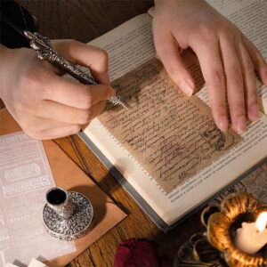 dual material vintage manuscript and invoice decorative paper b1