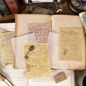 dual material vintage manuscript and invoice decorative paper b2