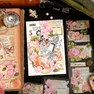 dusk letter series long strip flower stickers b6
