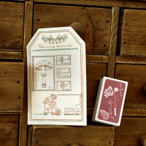 earthly world vintage text illustration wooden rubber stamp b5
