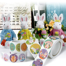 Easter Bunny and Egg Cartoon Coated Paper Stickers - 500PCS
