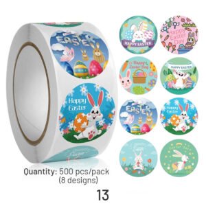 easter bunny and egg cartoon coated paper stickers 500pcs sku 13